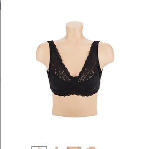 New!  Breezies Soft Support Lace Underwire Bra Blk